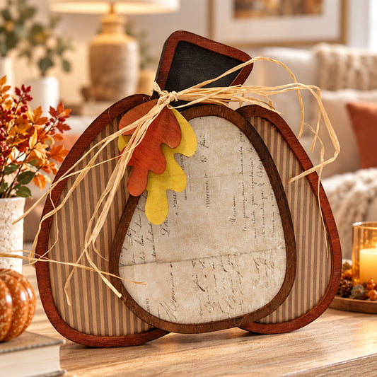 Zucca decorativa autunnale in legno