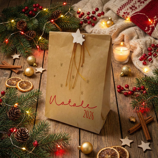 Biglietto di Natale in legno con mini tavoletta di cioccolato