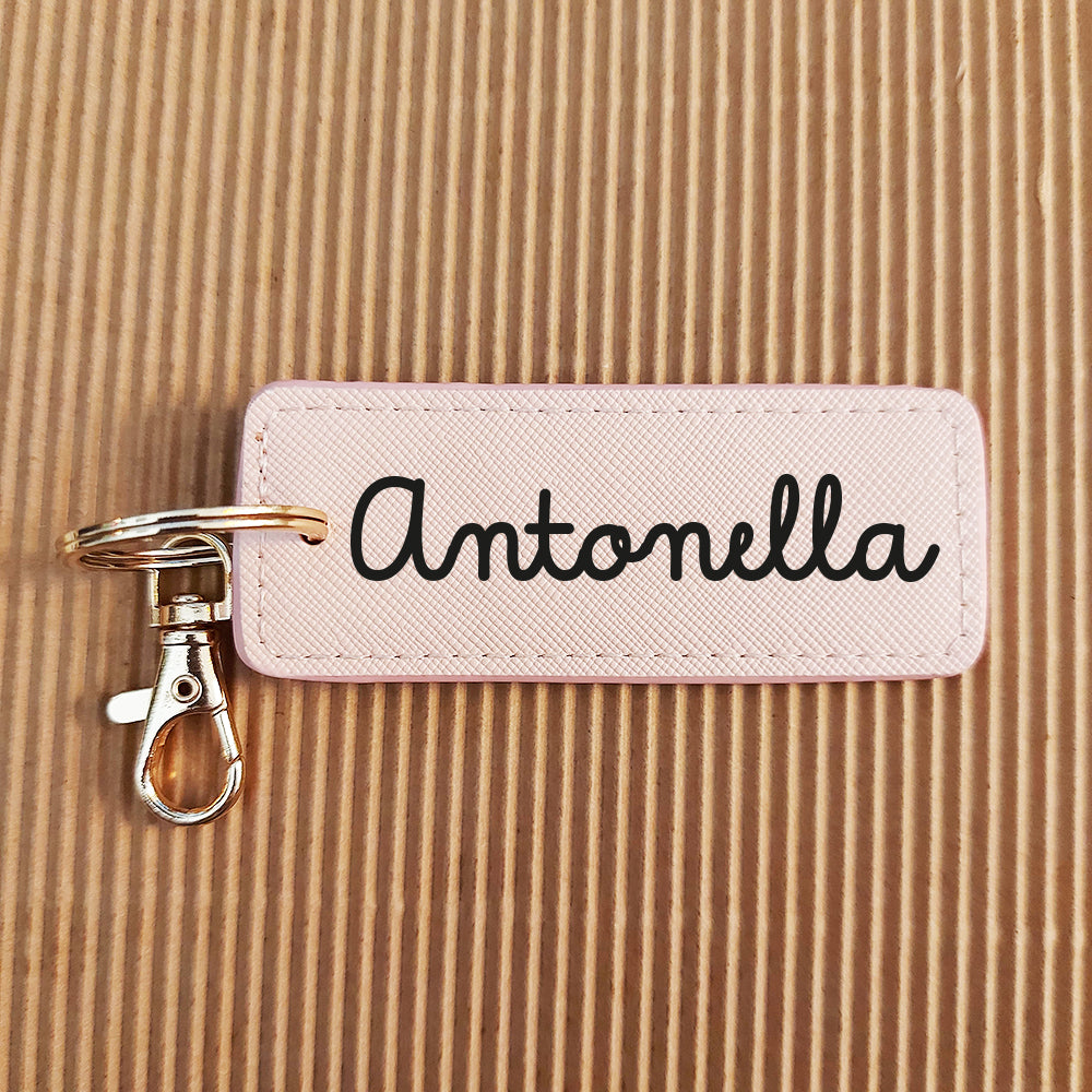 portachiavi rettangolo in similpelle personalizzato con nome