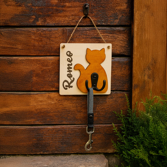 Targa in legno per guinzaglio cane o gatto