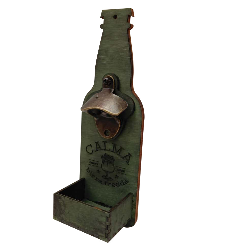 Apribottiglie da Muro in Legno con Incisione Laser – Stile Vintage