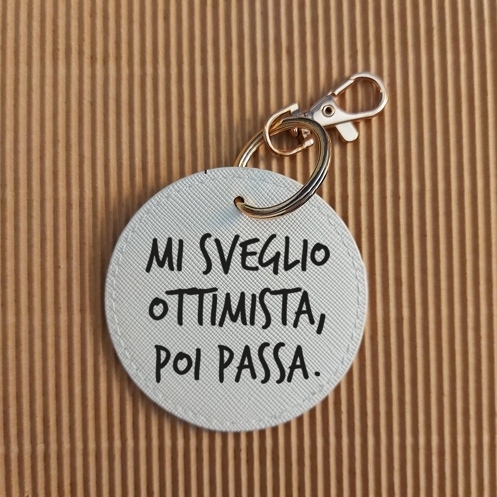portachiavi tondo in similpelle personalizzato con nome