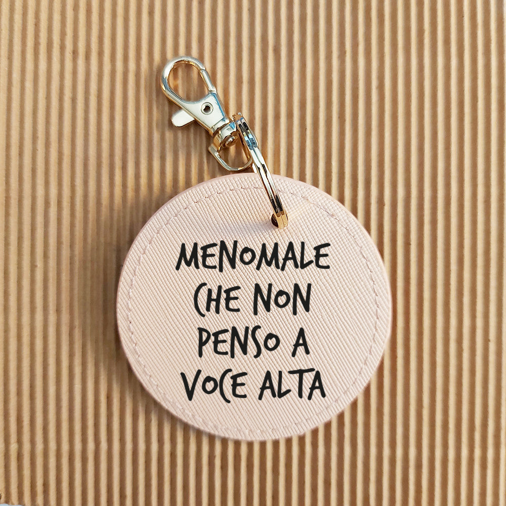 portachiavi tondo in similpelle personalizzato con nome