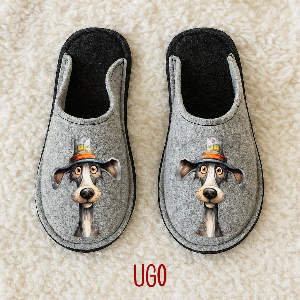 Ciabatte in feltro di lana - antiscivolo - personalizzate