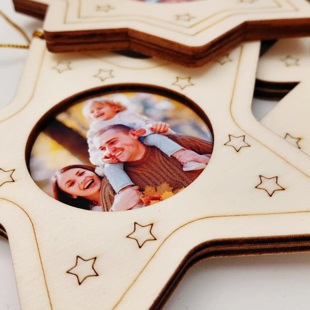 Cornice foto in legno natalizia