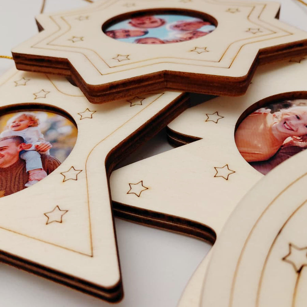 Cornice foto in legno natalizia