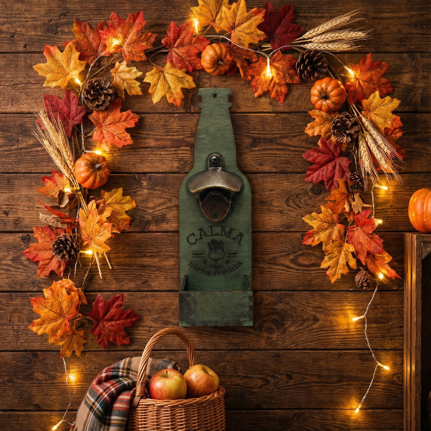 Apribottiglie da Muro in Legno con Incisione Laser – Stile Vintage