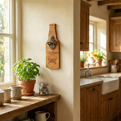 Apribottiglie da Muro in Legno con Incisione Laser – Stile Vintage