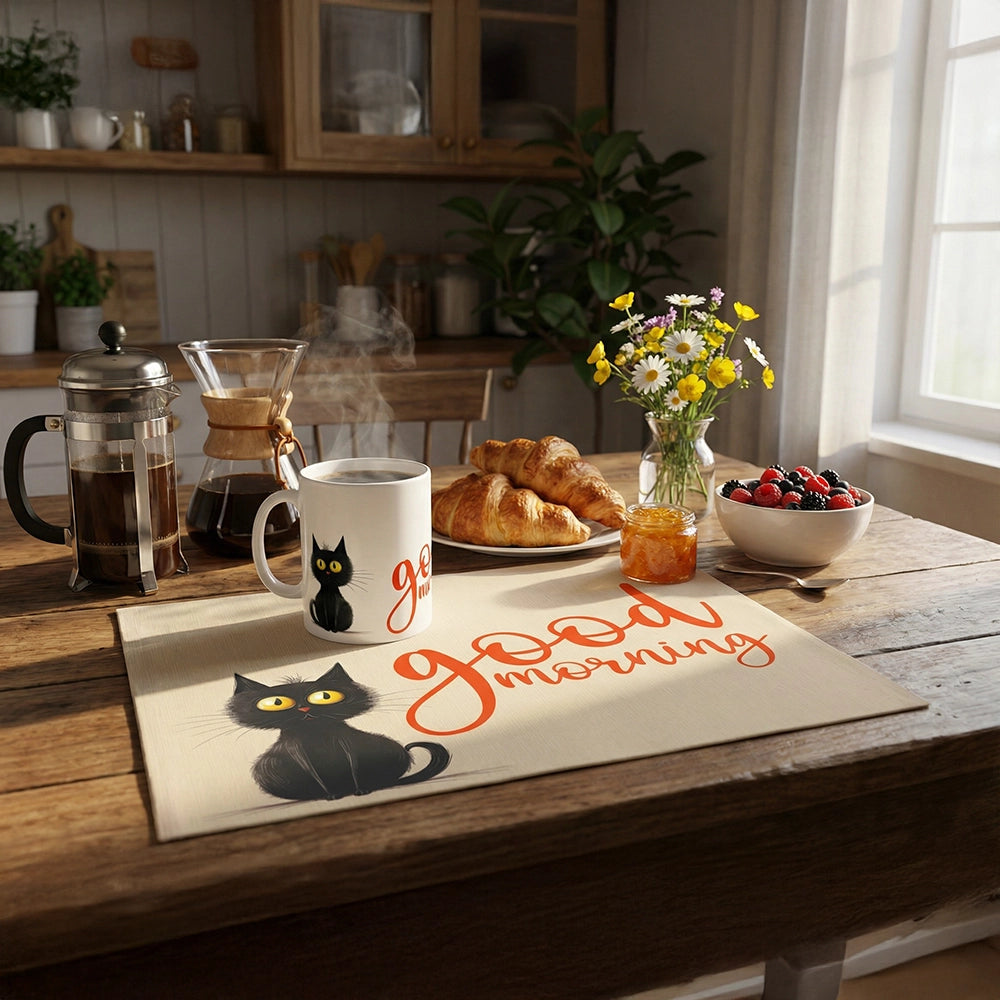 Dettaglio mug “Good Morning” sulla tavola