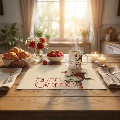 Set colazione San Valentino con mug e tovaglietta coordinate Buongiorno amore