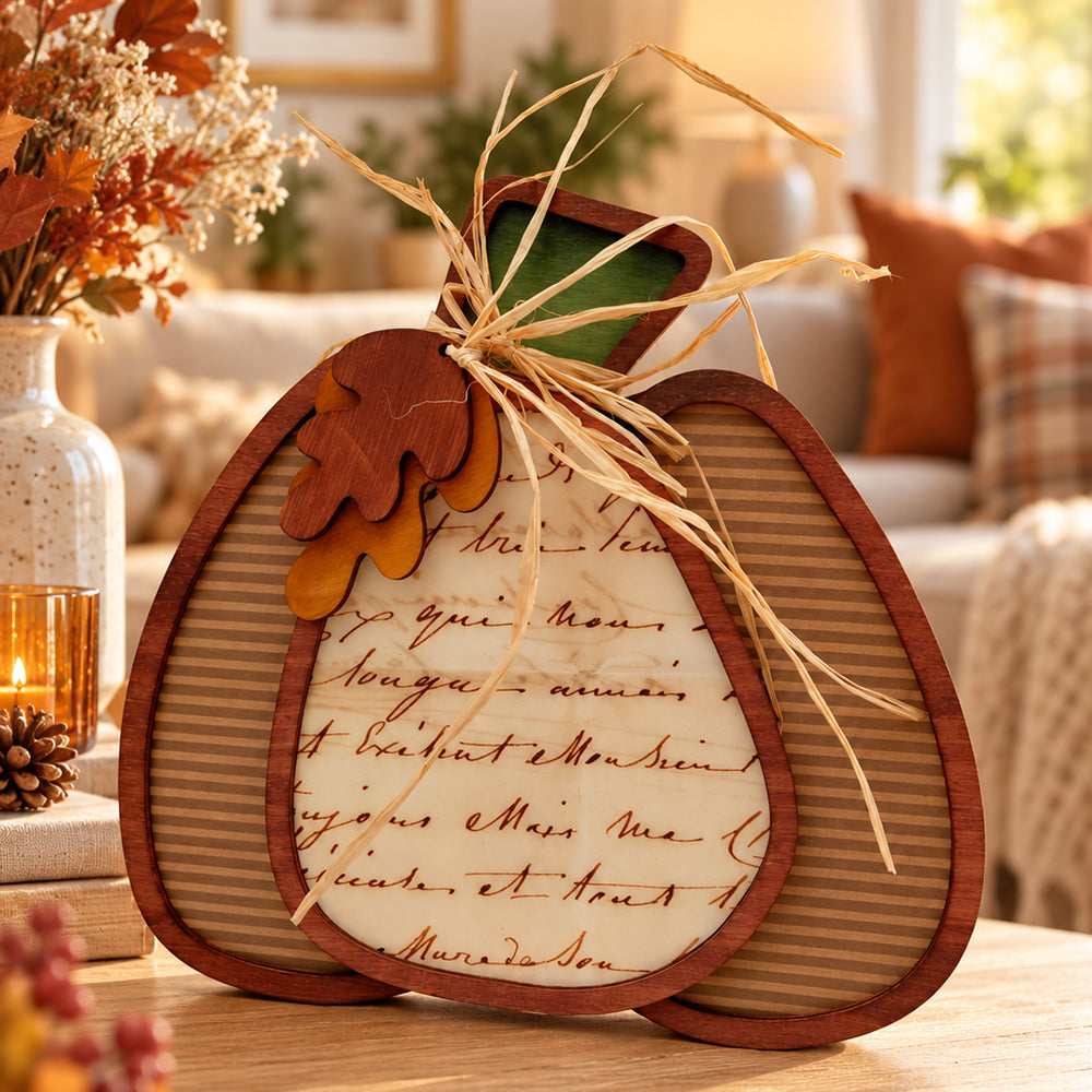 Zucca decorativa autunnale in legno