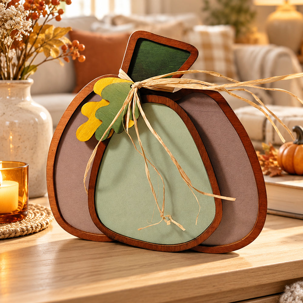 Zucca decorativa autunnale in legno