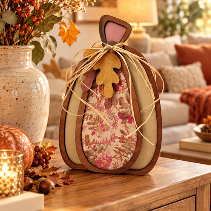 Zucca decorativa autunnale in legno