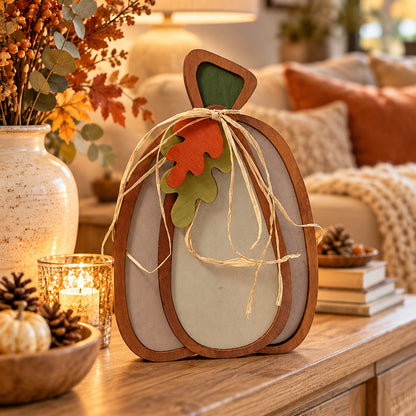 Zucca decorativa autunnale in legno
