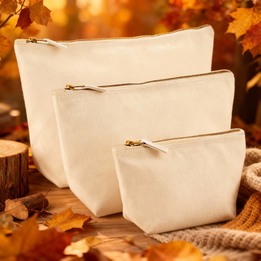 Pochette in cotone canvas personalizzabile – 3 misure, colore naturale