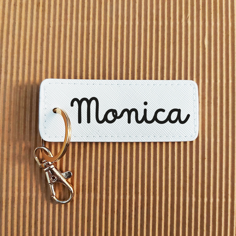 portachiavi rettangolo in similpelle personalizzato con nome