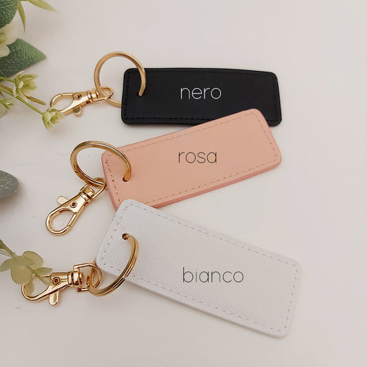 portachiavi rettangolo in similpelle personalizzato con nome