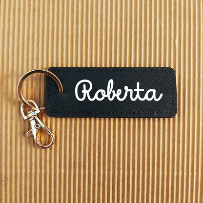 portachiavi rettangolo in similpelle personalizzato con nome