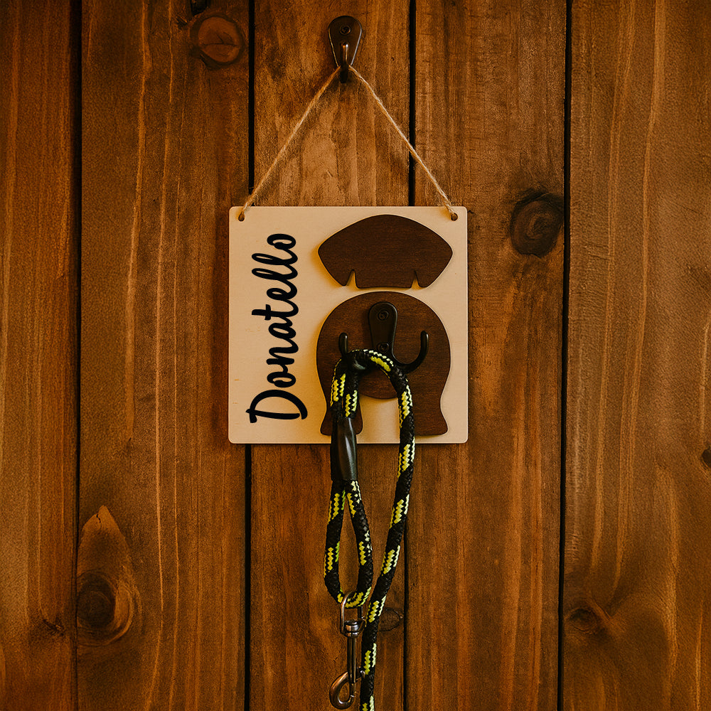 Targa in legno per guinzaglio cane o gatto