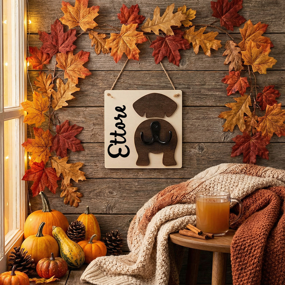 Targa in legno per guinzaglio cane o gatto