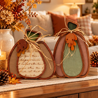 Zucca decorativa autunnale in legno