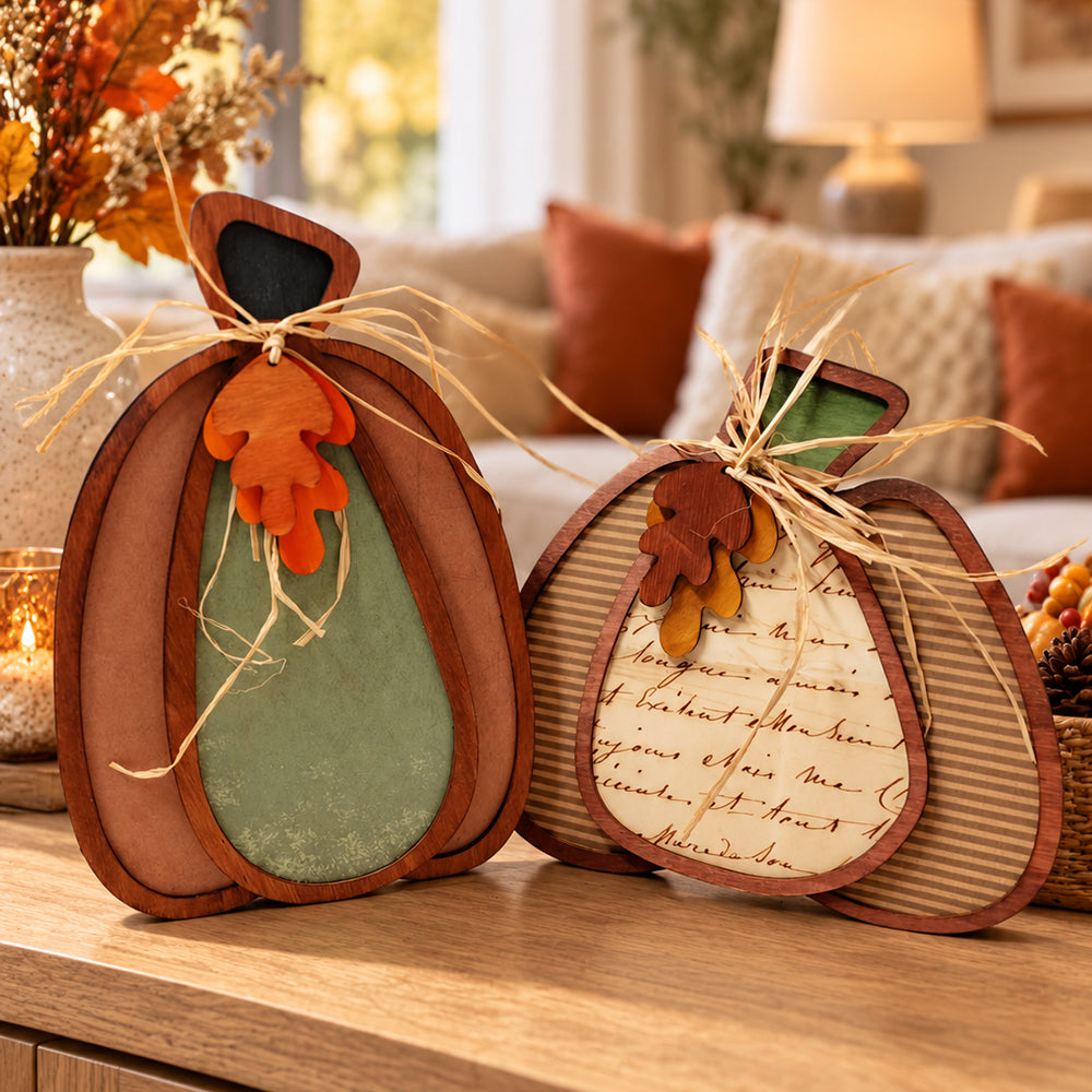 Zucca decorativa autunnale in legno