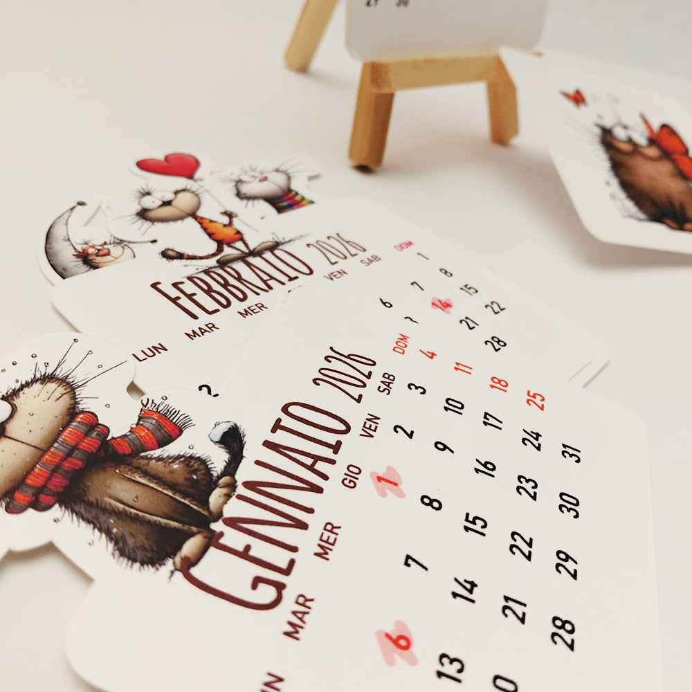 Calendario da Tavolo 2026 – Versione Cani o Gatti Divertenti