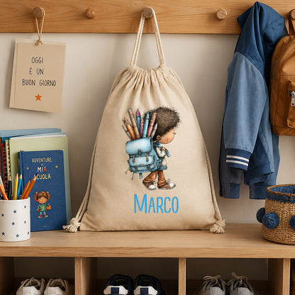 Sacca scuola personalizzata con nome – palestra e tempo libero