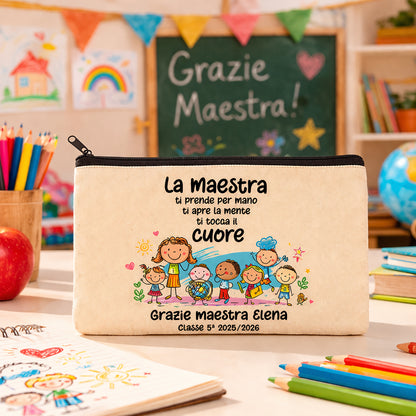 astuccio maestra personalizzato con frase cuore regalo