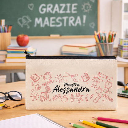 stuccio maestra personalizzato con nome e disegni scuola
