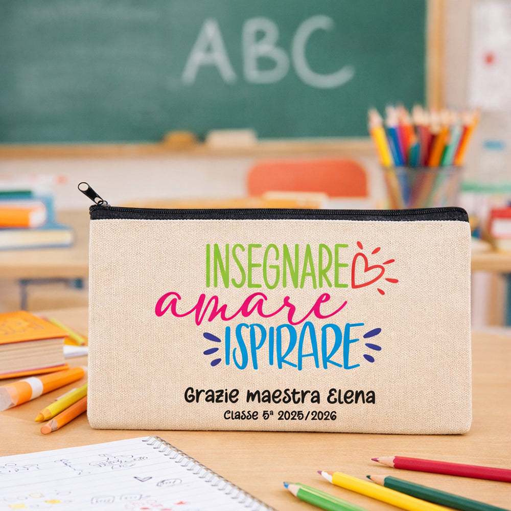 astuccio maestra personalizzato insegnare amare ispirare regalo fine anno