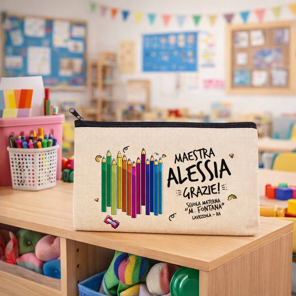astuccio maestra personalizzato con nome regalo scuola