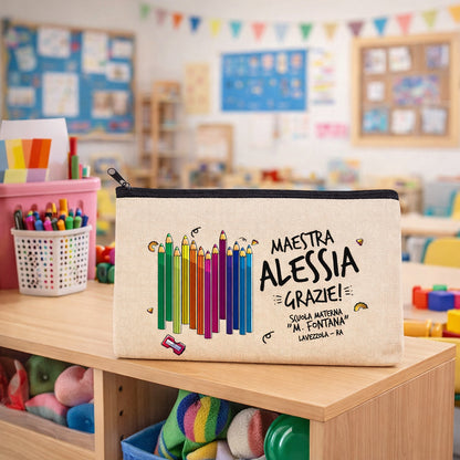 astuccio maestra personalizzato con nome regalo scuola