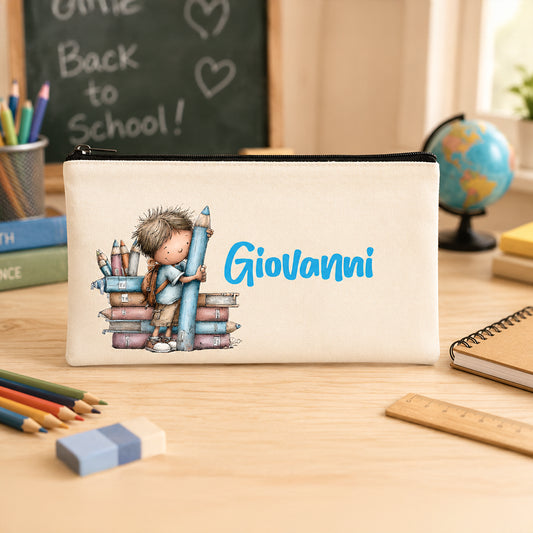 Astuccio scuola piatto personalizzato con nome