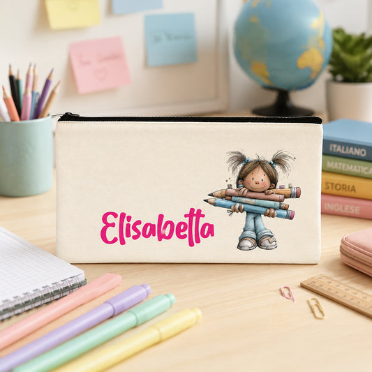 Astuccio scuola piatto personalizzato con nome