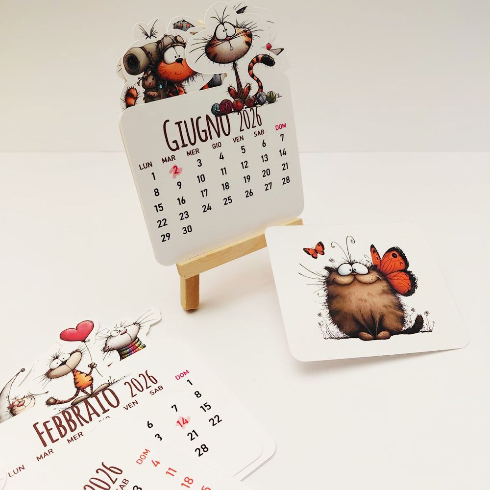 Calendario da Tavolo 2026 – Versione Cani o Gatti Divertenti