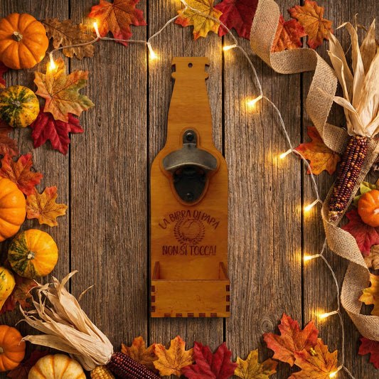 Apribottiglie da Muro in Legno con Incisione Laser – Stile Vintage