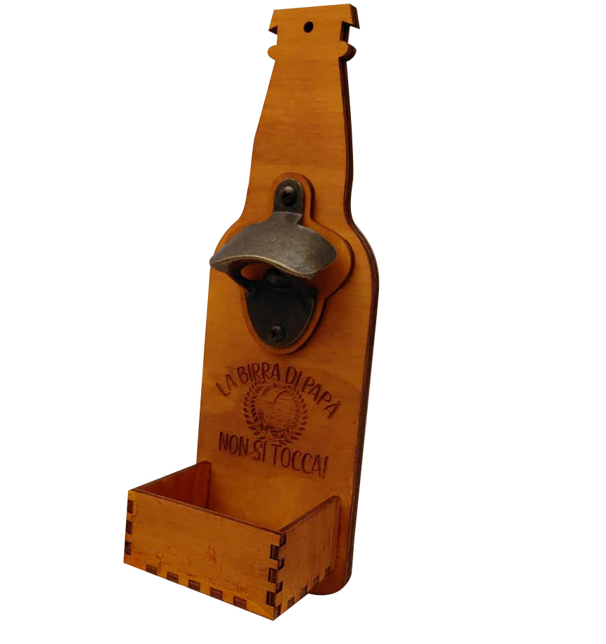 Apribottiglie da Muro in Legno con Incisione Laser – Stile Vintage