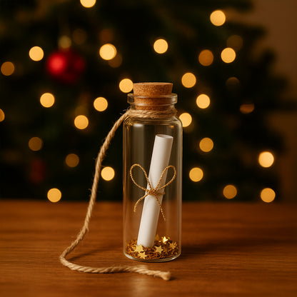 Vasetto auguri di Natale con pergamena e stelline – segnaposto o decorazione