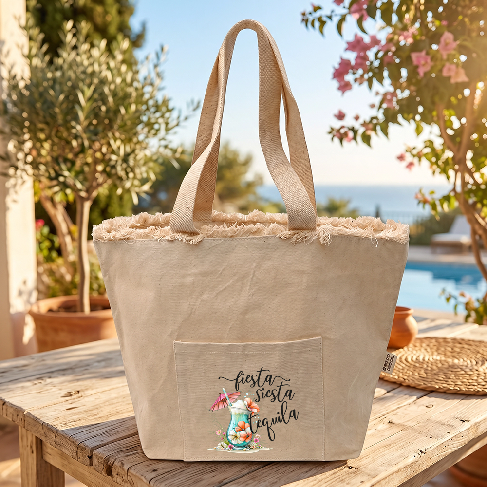 Borsa Mare Personalizzata in Cotone Riciclato Avana