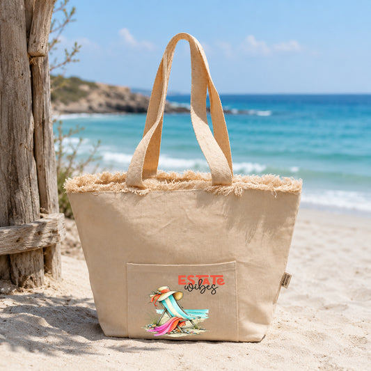 Borsa Mare Personalizzata in Cotone Riciclato Avana