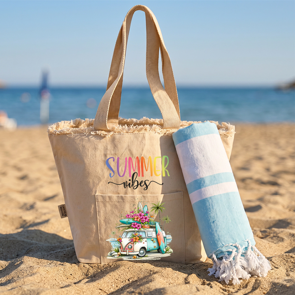 Borsa Mare Personalizzata in Cotone Riciclato Avana