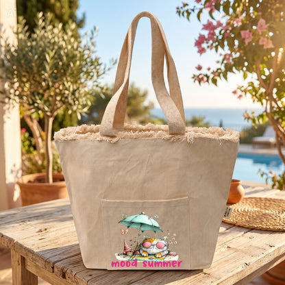 Borsa Mare Personalizzata in Cotone Riciclato Avana