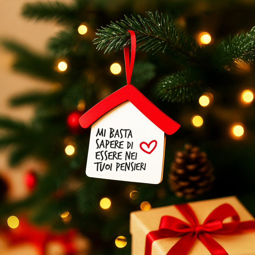 Casetta in legno con stampa – Decorazione natalizia da appendere, segnaposto o chiudipacco