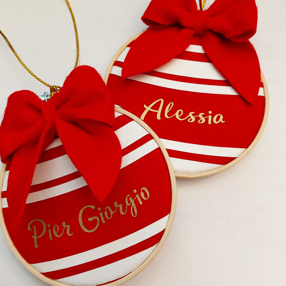 Pallina Natalizia su mini telaio - personalizzata