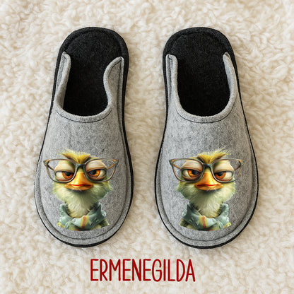 Ciabatte in feltro di lana - antiscivolo - personalizzate