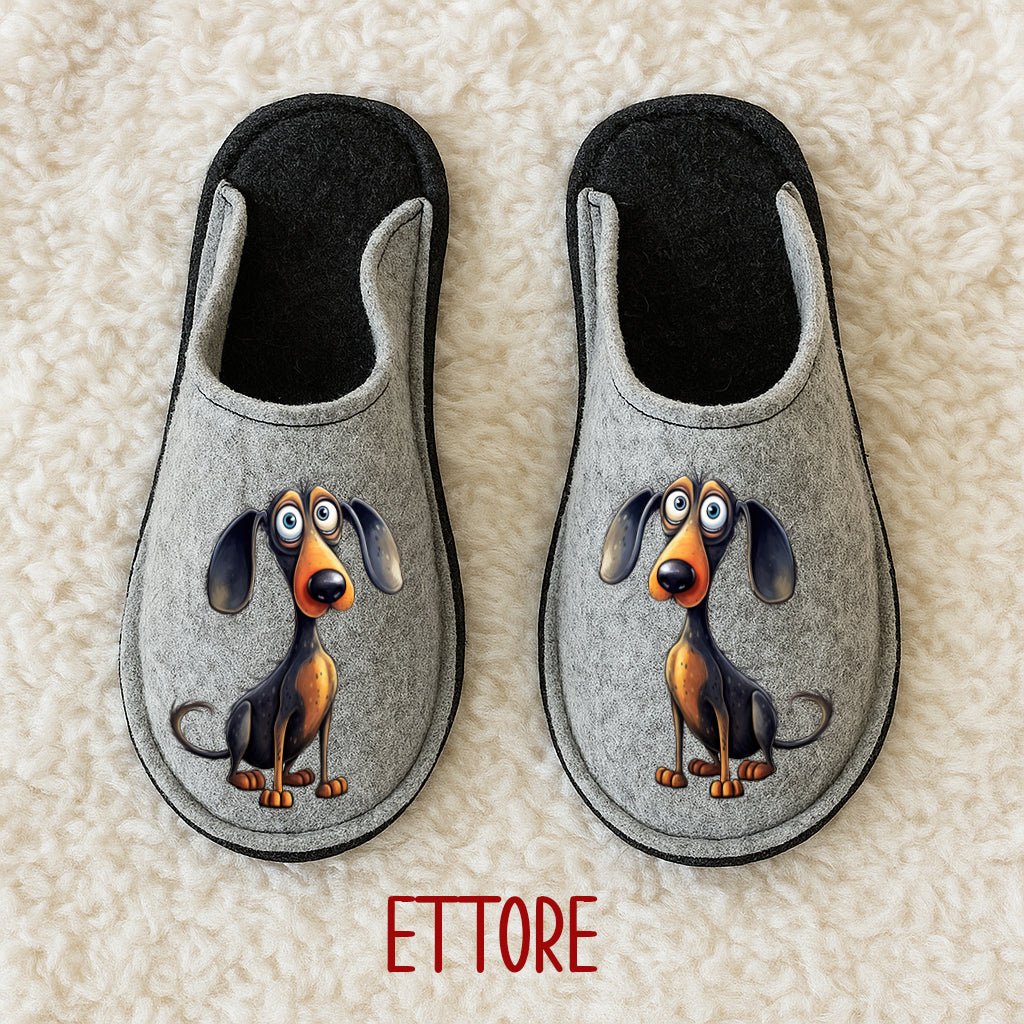 Ciabatte in feltro di lana - antiscivolo - personalizzate