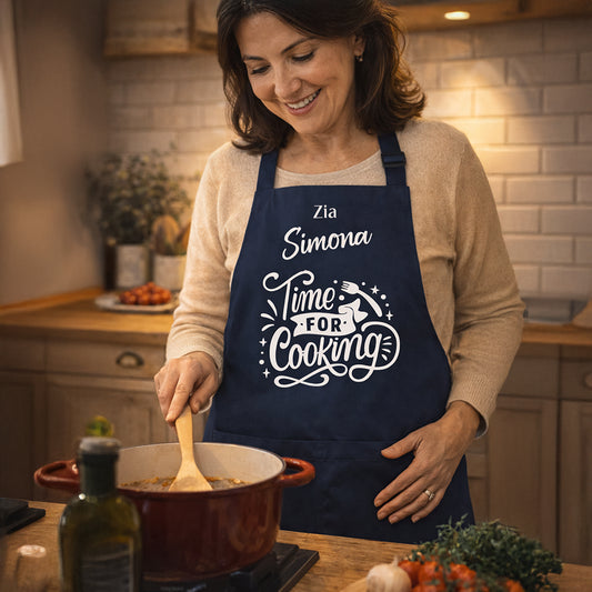 Grembiule personalizzato blu navy con nome, regalo per papà amante della cucina, zia