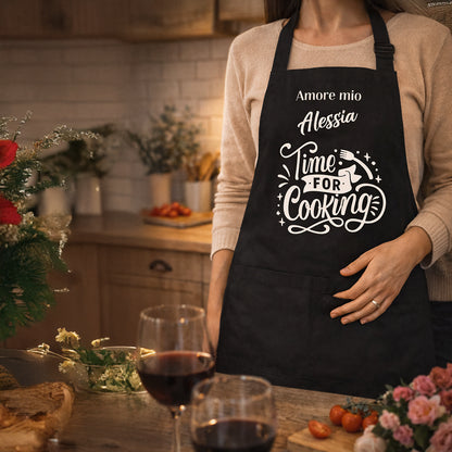 Grembiule da cucina personalizzato con nome e scritta decorativa, idea regalo elegante, amore mio
