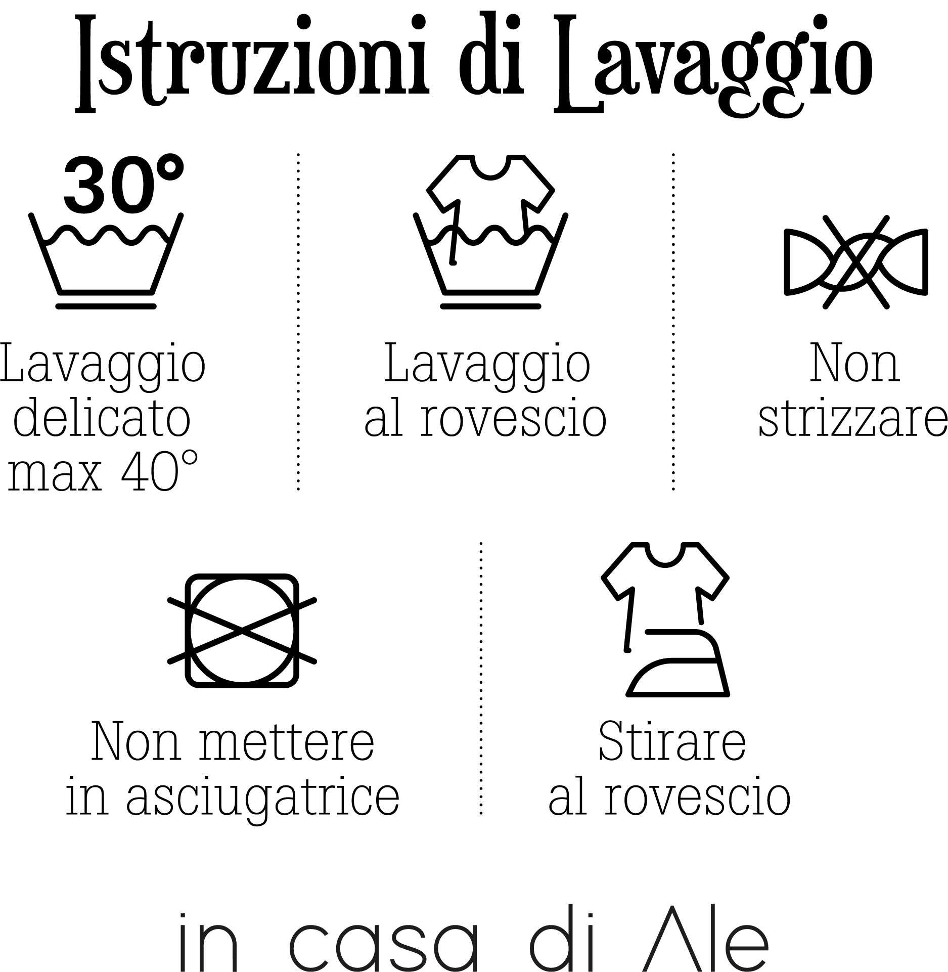 Istruzioni di lavaggio t-shirt personalizzate